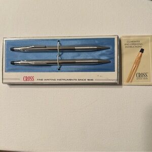 New Vintage CROSS Chrome Ball Point Pen Mechanical Pencil Set‎ 3501 With Box✍️✍️
